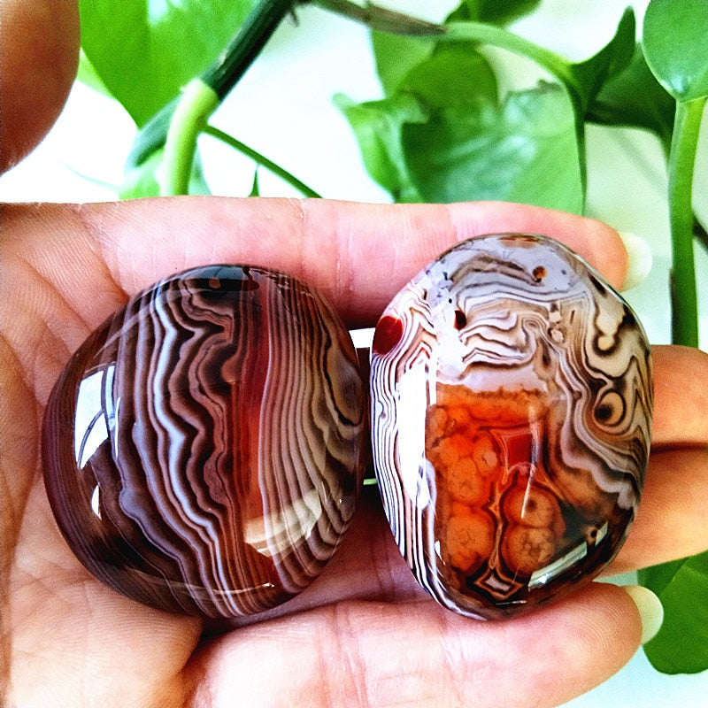 Natural Lace Stone Sardonyx Agate Palm Hand Play Witchcraft Supplies Meditation Spiritual Decor Home Decoration Healing Crystals