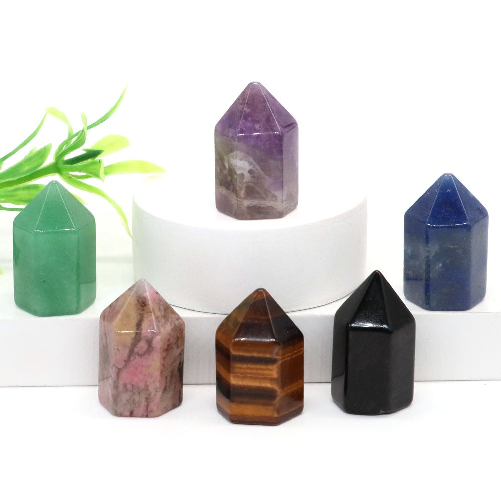 Crystal Hexagonal Prisms Natural Stone Pink Quartz Point Wand Healing Energy Mineral Amethyst Tower Furnishing Home Decoration