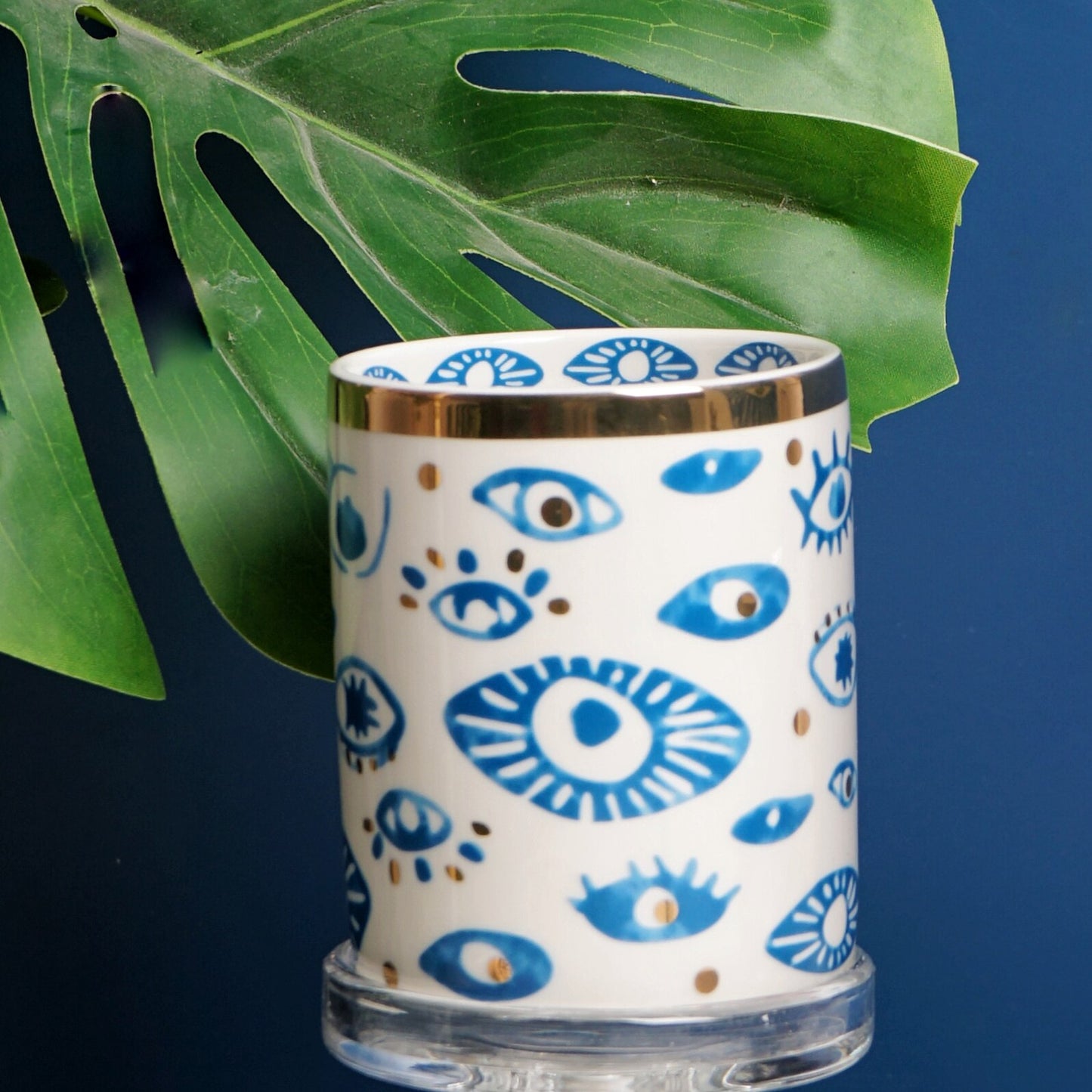 Creative Hands Eyes Plate with Gold Rim Ceramic Dinnerware Dessert Cake Dishes Coffee Cups Indian Style Totem Serving Tray