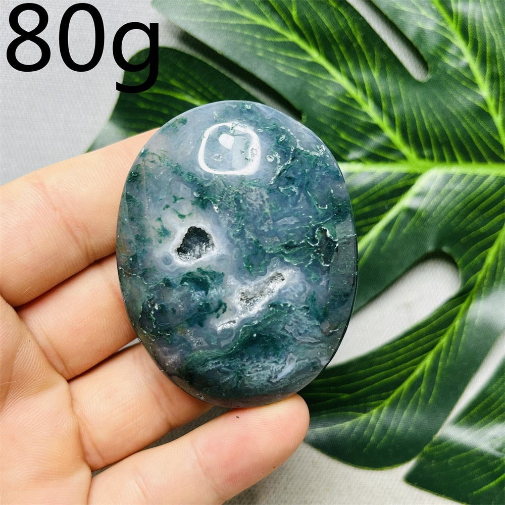 Natural Stone Geode Agate Moss Agate Palm Spiritual Decoration Spiritual Rock Witch Meditation Crystal and Stone Healing