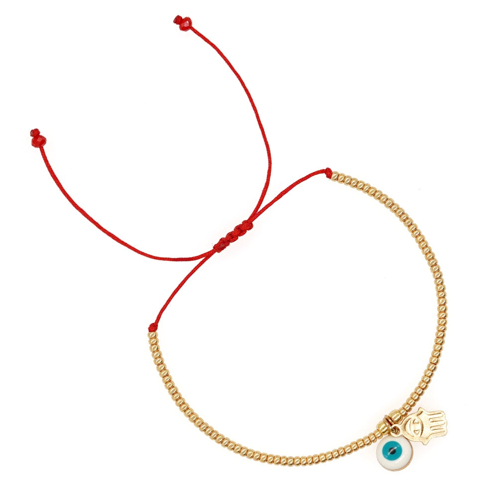 Go2boho Simple Red Rope Charm Bracelets Turkish Evil Eye Luck Coins Bracelet Handmade Jewelry Accessories Adjustable Bangle