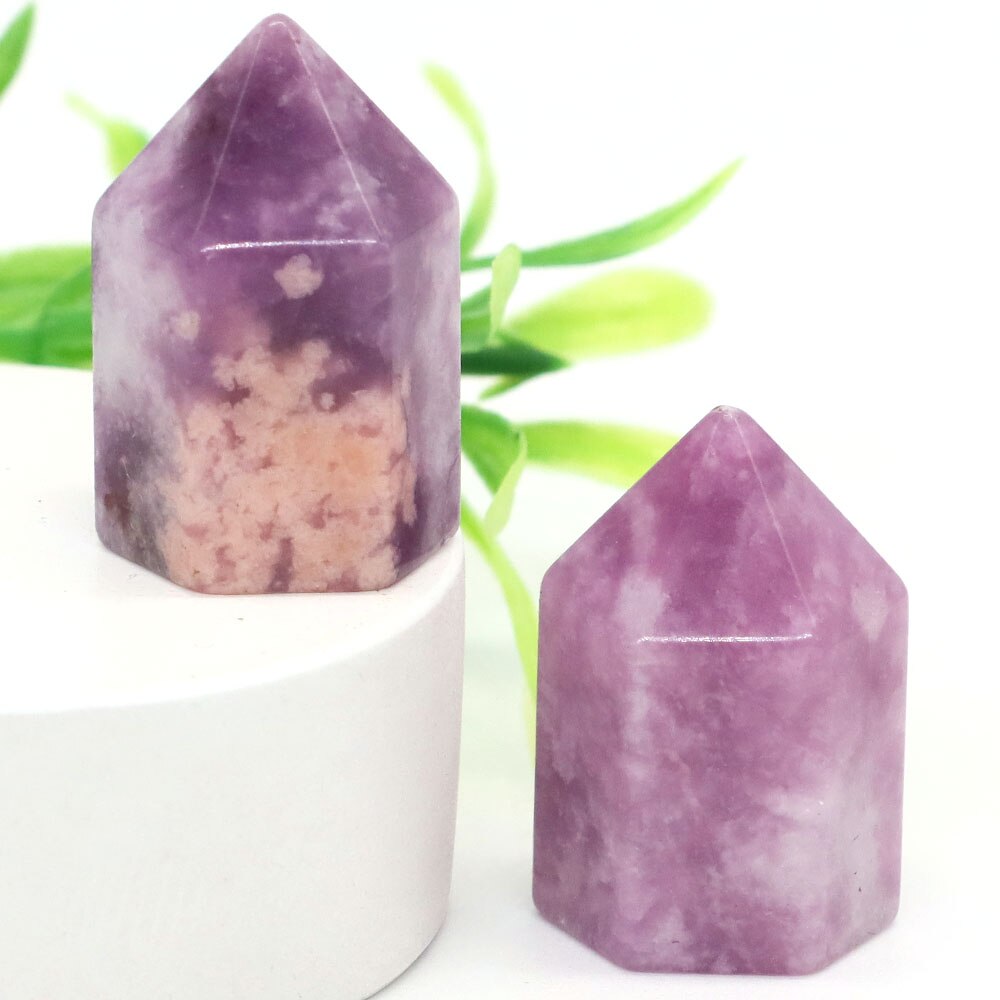 Crystal Hexagonal Prisms Natural Stone Pink Quartz Point Wand Healing Energy Mineral Amethyst Tower Furnishing Home Decoration