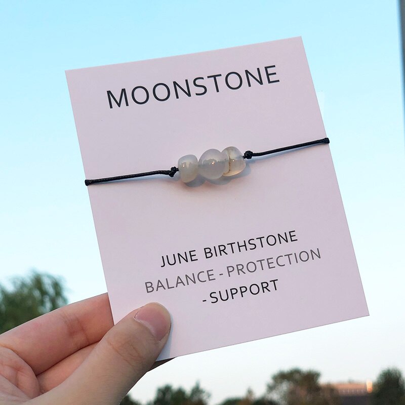Moonstone Wish Bracelet White Moonstone June Birth Stone Friendship Bracelet for Women Men June Birth Stone Birthday Gift