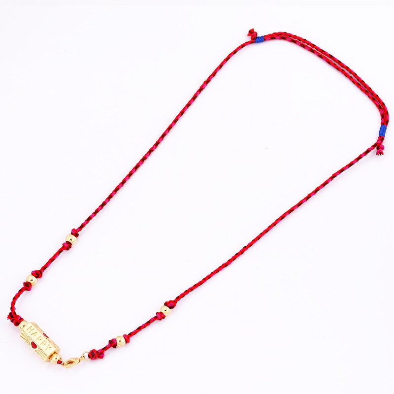 Nature Cotton Cord Love Knotting Lobster Necklace,Pink/Green/Blue Fashion Jewelry Party Summer Beach Gift For Her