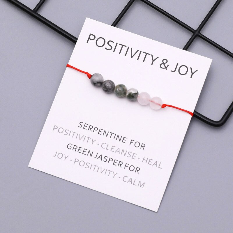 Positivity Wish Bracelet Green Spot Jasper Beads Bracelet Crystal Healing Bracelet for Women Men Positivity Jewelry Gifts