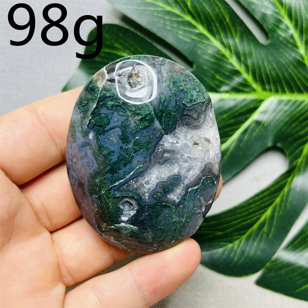 Natural Stone Geode Agate Moss Agate Palm Spiritual Decoration Spiritual Rock Witch Meditation Crystal and Stone Healing