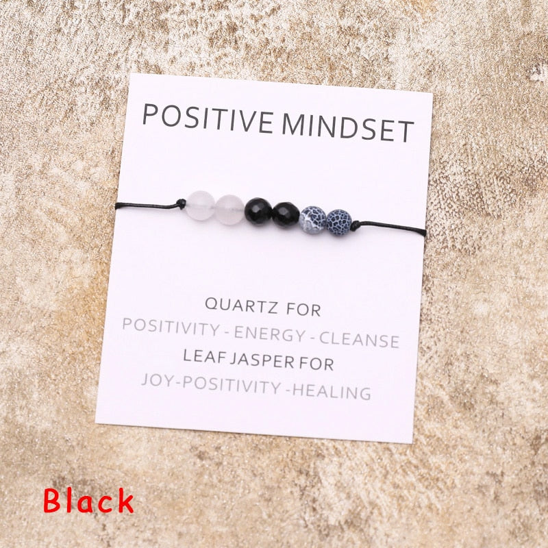 Positive Mindset Bracelet Natural Crystal Leaf Jasper Healing Bracelet Healing Jewelry for Women Men Positive Friendship Gift