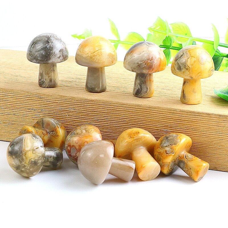 20PCS Mini Mushroom Gemstones Figurine Natural Stones Carved Crafts Decor Quartz Healing Crystal Statue Wholesae Bulk 16*22mm