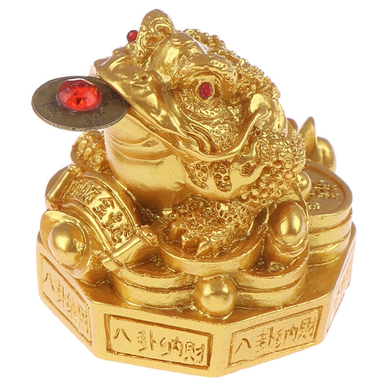 Feng Shui Toad Money LUCKY Fortune Wealth Chinese Golden Frog Toad Coin Home Office Decoration Lucky Gifts Tabletop Ornaments