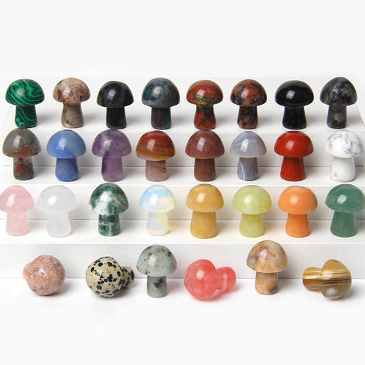 5Pcs/Set Mushroom Stone Carved Natural Quartzs Crystal Healing Reiki Decoration Craft Home Decor Room Ornament Wholesale 15*20mm