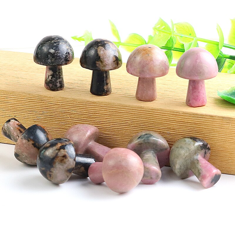 20PCS Mini Mushroom Gemstones Figurine Natural Stones Carved Crafts Decor Quartz Healing Crystal Statue Wholesae Bulk 16*22mm