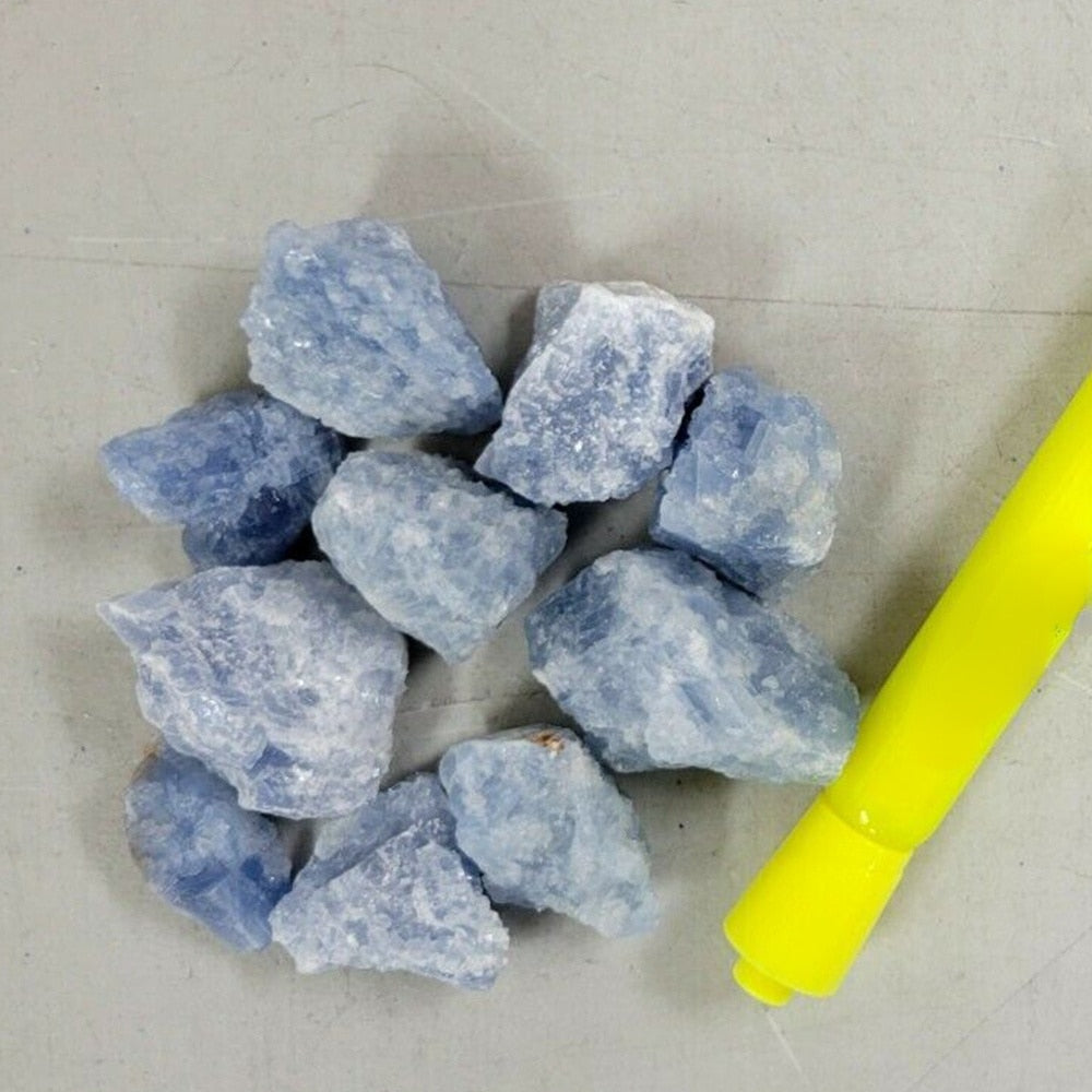 Natural Blue Celestite Calcite Crystals Raw Rough Gemstones Reiki Healing Energy Stones