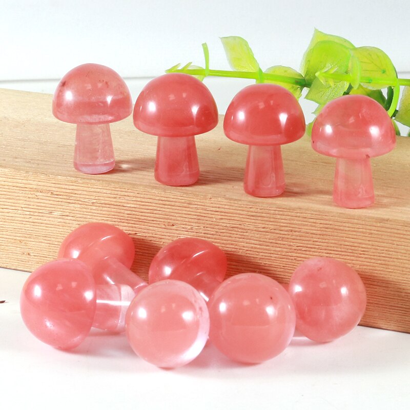 20PCS Mini Mushroom Gemstones Figurine Natural Stones Carved Crafts Decor Quartz Healing Crystal Statue Wholesae Bulk 16*22mm