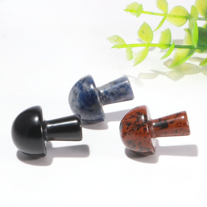 20PCS Mini Mushroom Gemstones Figurine Natural Stones Carved Crafts Decor Quartz Healing Crystal Statue Wholesae Bulk 16*22mm