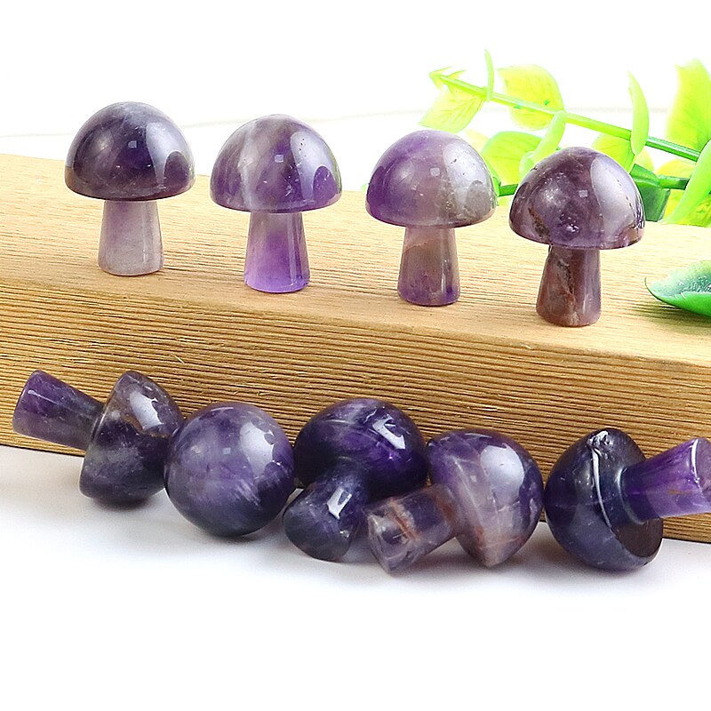 20PCS Mini Mushroom Gemstones Figurine Natural Stones Carved Crafts Decor Quartz Healing Crystal Statue Wholesae Bulk 16*22mm