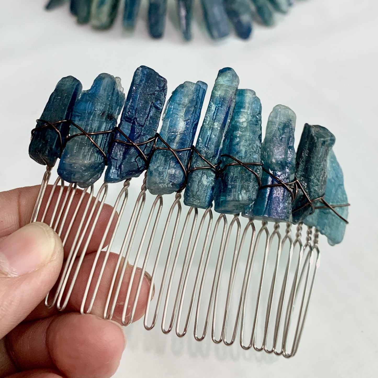 Kyanite Crown Hair Comb Raw Crystal Hair Accessories Natural Kyanite Hair Band Wedding Party Dress Up Wicca Accessories Gift