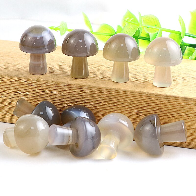 20PCS Mini Mushroom Gemstones Figurine Natural Stones Carved Crafts Decor Quartz Healing Crystal Statue Wholesae Bulk 16*22mm