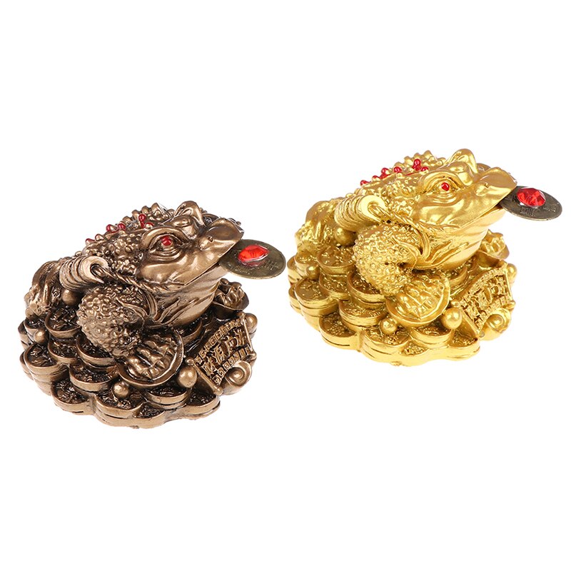 Feng Shui Toad Money LUCKY Fortune Wealth Chinese Golden Frog Toad Coin Home Office Decoration Lucky Gifts Tabletop Ornaments