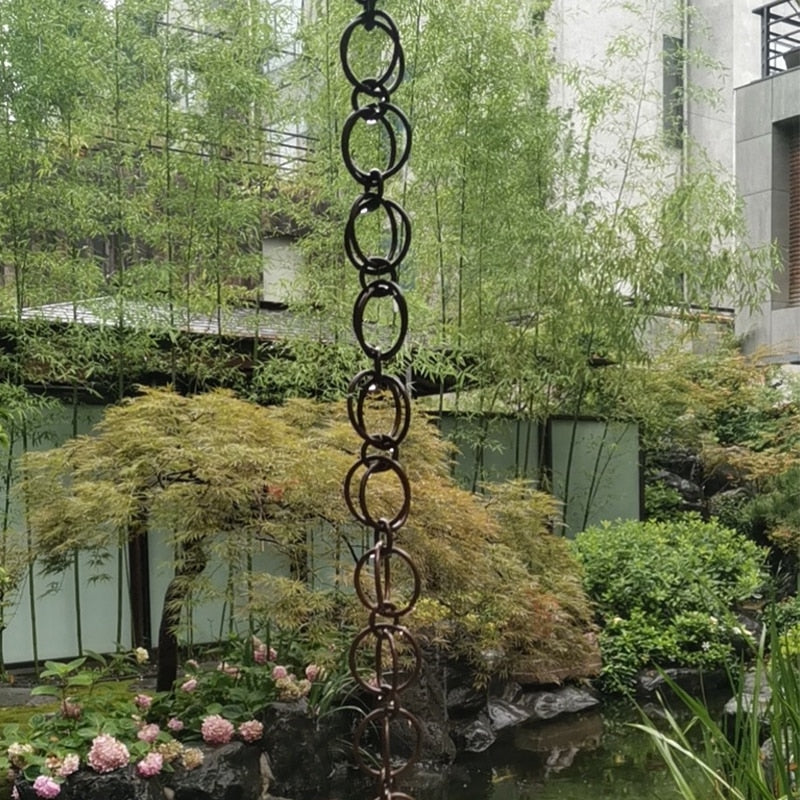 2.6m Copper Falling Water Diversion Chain Rain Bell Temple Eaves Drainage Chain Homestay Villa Courtyard Garden Rain Guide Chain