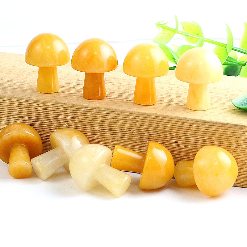 20PCS Mini Mushroom Gemstones Figurine Natural Stones Carved Crafts Decor Quartz Healing Crystal Statue Wholesae Bulk 16*22mm