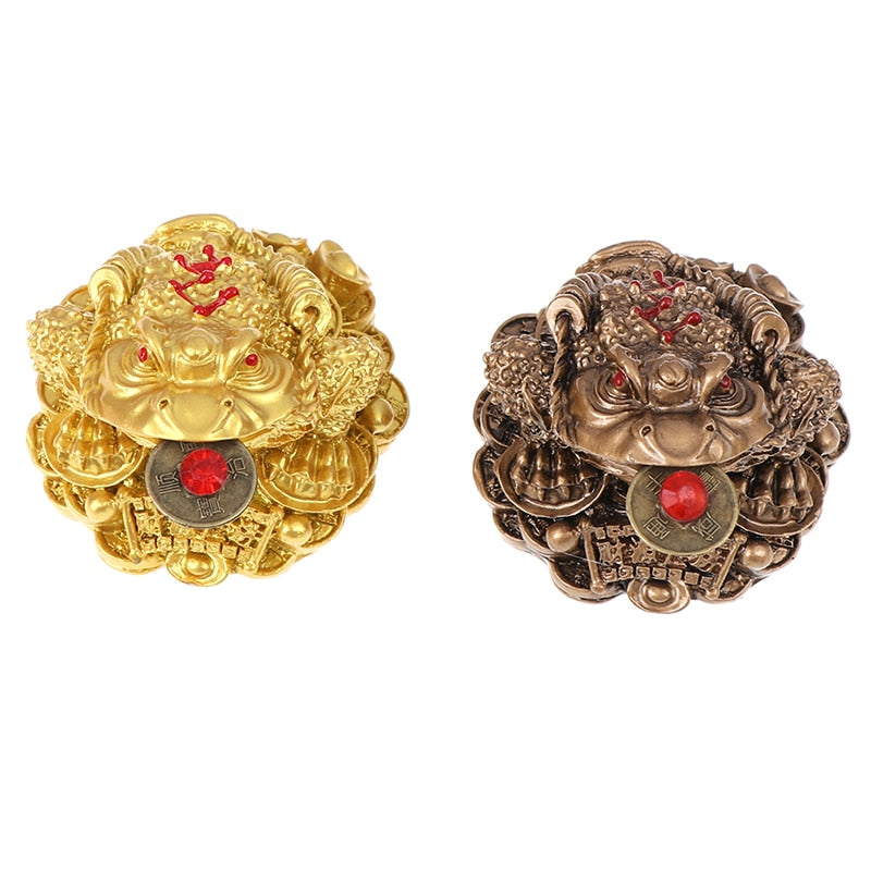 Feng Shui Toad Money LUCKY Fortune Wealth Chinese Golden Frog Toad Coin Home Office Decoration Lucky Gifts Tabletop Ornaments