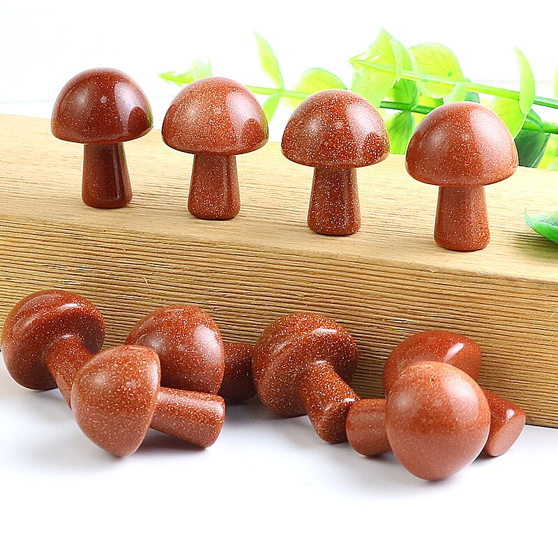 20PCS Mini Mushroom Gemstones Figurine Natural Stones Carved Crafts Decor Quartz Healing Crystal Statue Wholesae Bulk 16*22mm