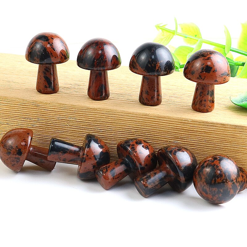 20PCS Mini Mushroom Gemstones Figurine Natural Stones Carved Crafts Decor Quartz Healing Crystal Statue Wholesae Bulk 16*22mm