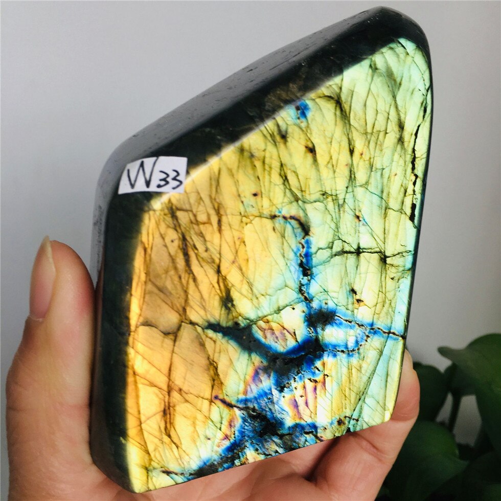 Natural Bule Glittery Labradorite Rock Quartz Crystal Healing Energy Stone Feng Shui Decoration