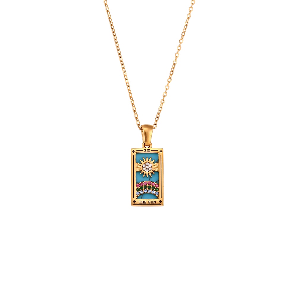 Tarot Colorful Pendant Necklace - Stainless Steel