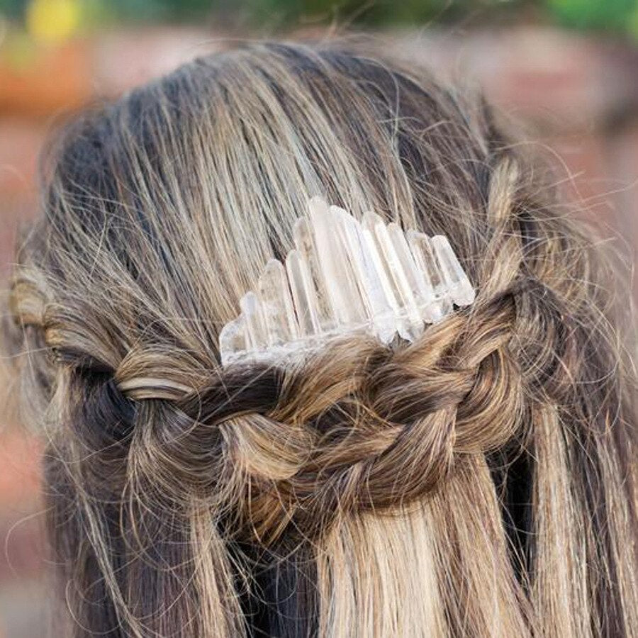 natural transparent crystal rainbow comb comb hairpin crown headdress female lolita bride princess queen headdress
