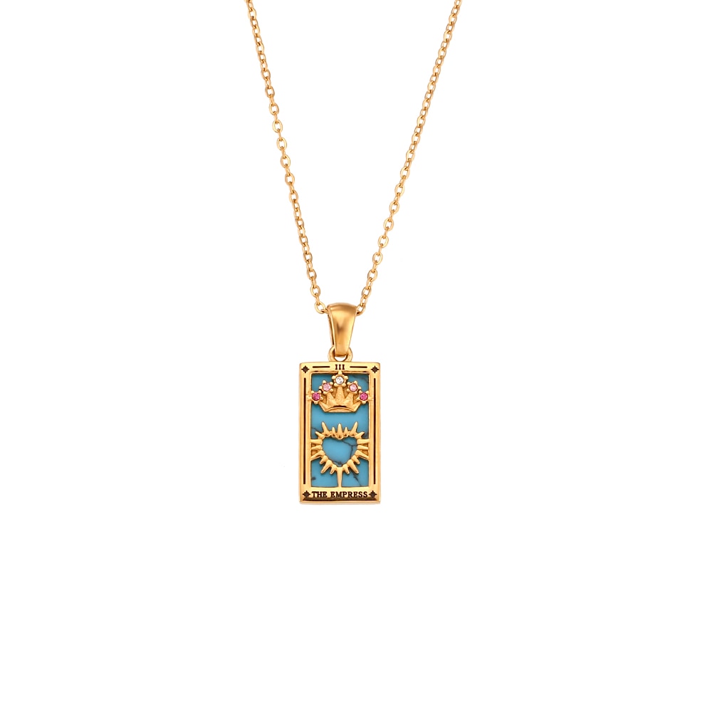 Tarot Colorful Pendant Necklace - Stainless Steel