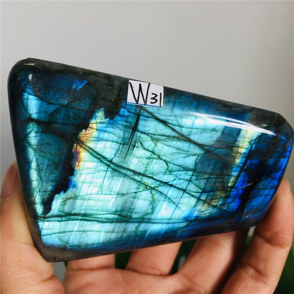 Natural Bule Glittery Labradorite Rock Quartz Crystal Healing Energy Stone Feng Shui Decoration