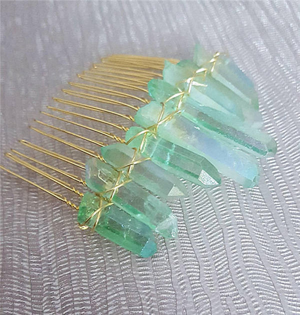 natural transparent crystal rainbow comb comb hairpin crown headdress female lolita bride princess queen headdress