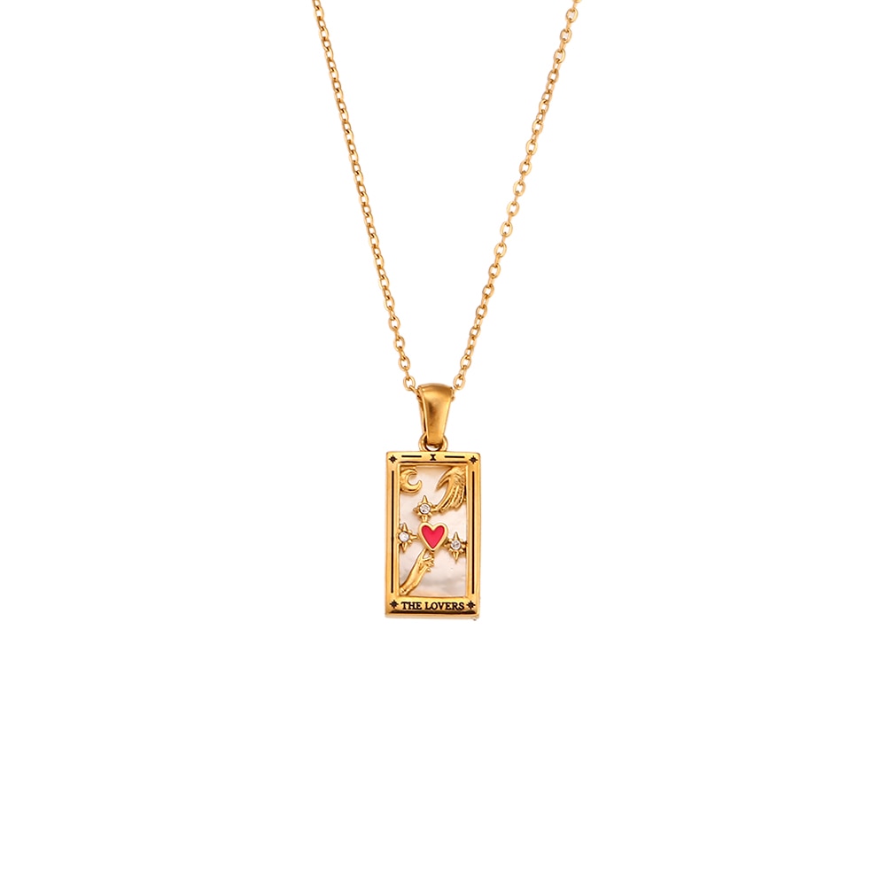 Tarot Colorful Pendant Necklace - Stainless Steel