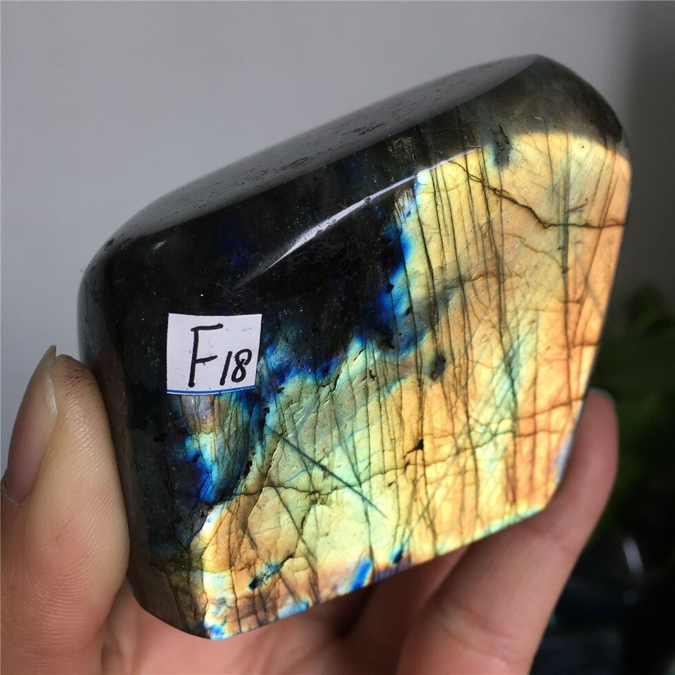 Natural Bule Glittery Labradorite Rock Quartz Crystal Healing Energy Stone Feng Shui Decoration