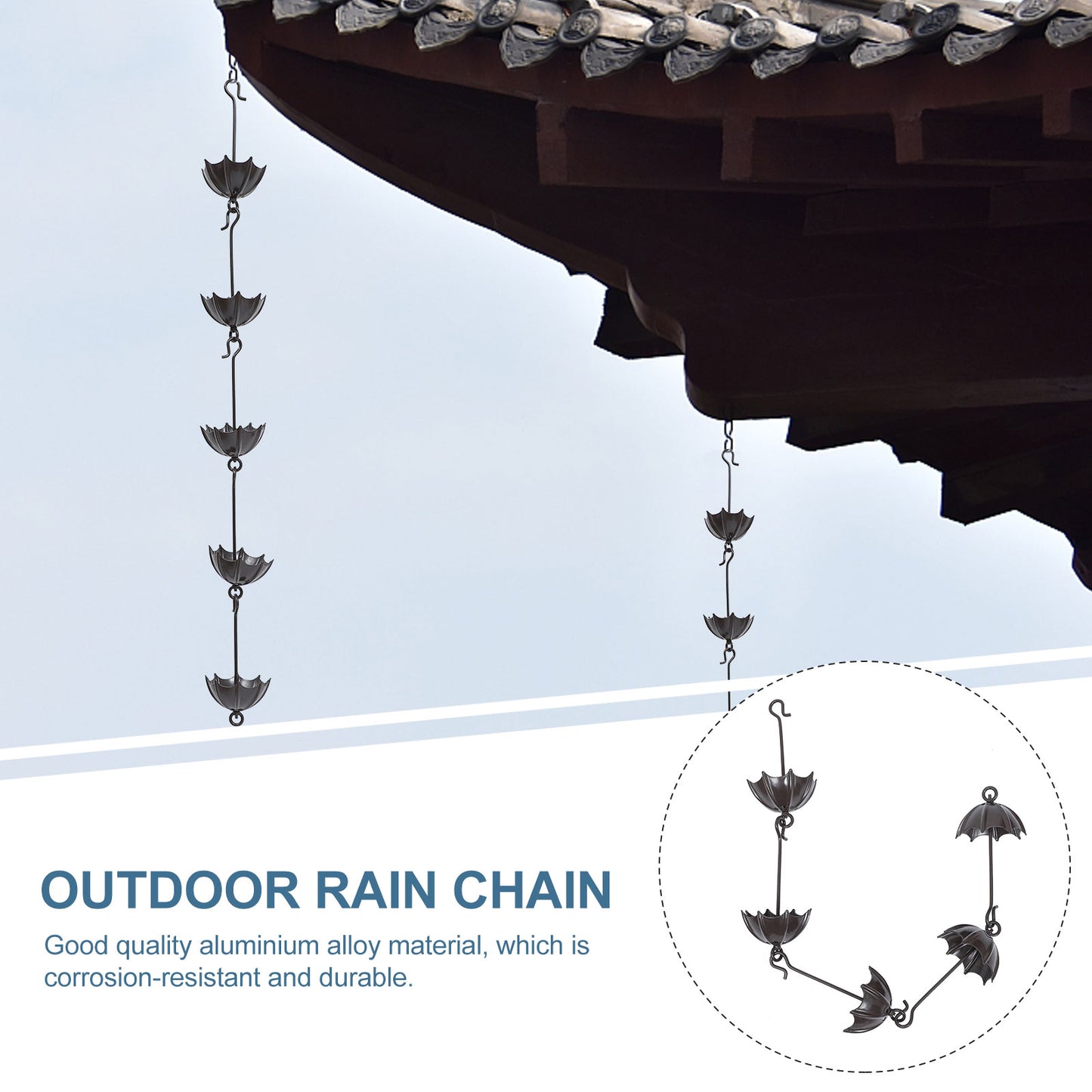 Chain Rain Gutter Diverter Decorative Downspout Spout Rainwater Catcher Metal Garden Water Roof Collector Extension Cups Link