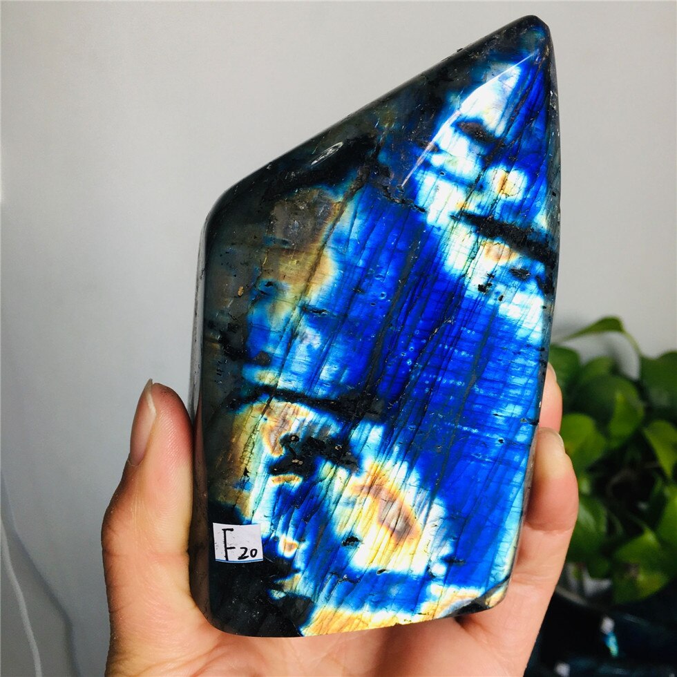 Natural Bule Glittery Labradorite Rock Quartz Crystal Healing Energy Stone Feng Shui Decoration