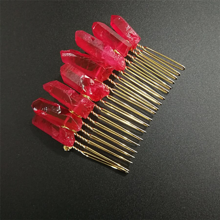 natural transparent crystal rainbow comb comb hairpin crown headdress female lolita bride princess queen headdress