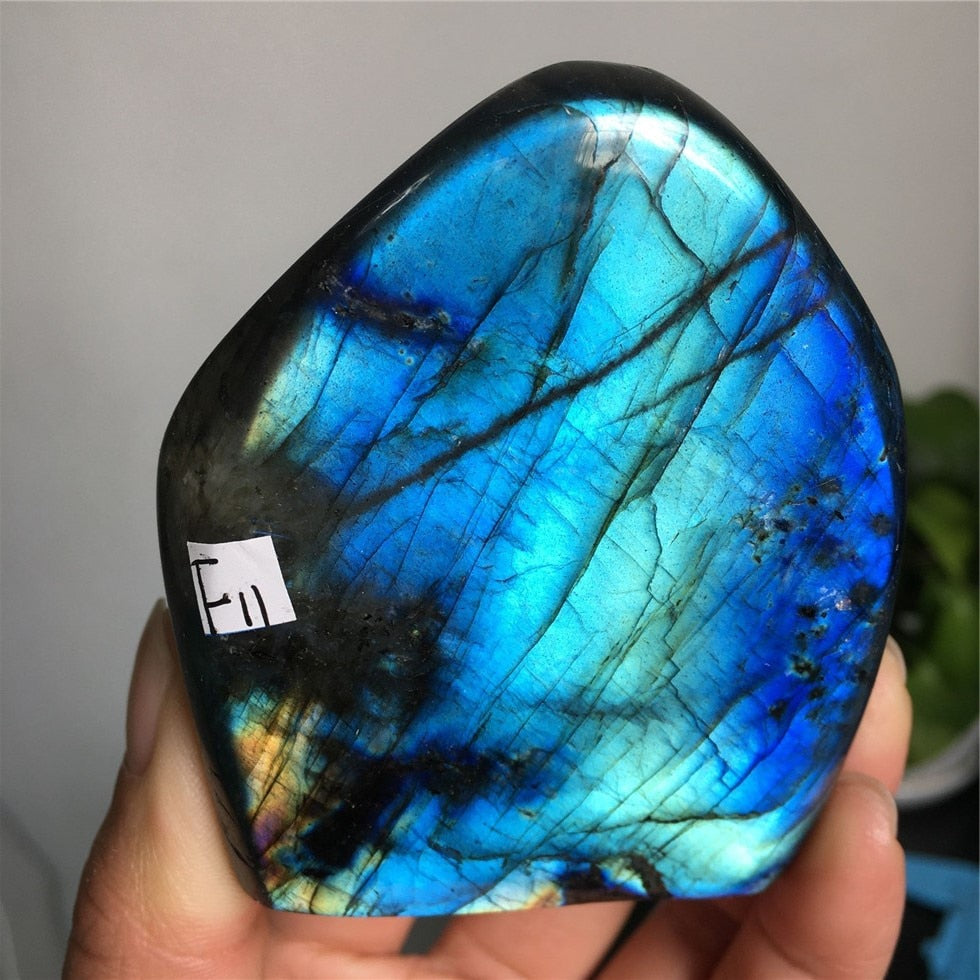 Natural Bule Glittery Labradorite Rock Quartz Crystal Healing Energy Stone Feng Shui Decoration