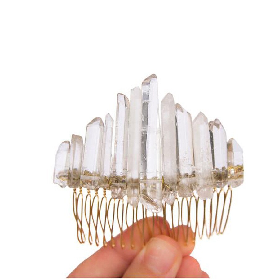 natural transparent crystal rainbow comb comb hairpin crown headdress female lolita bride princess queen headdress