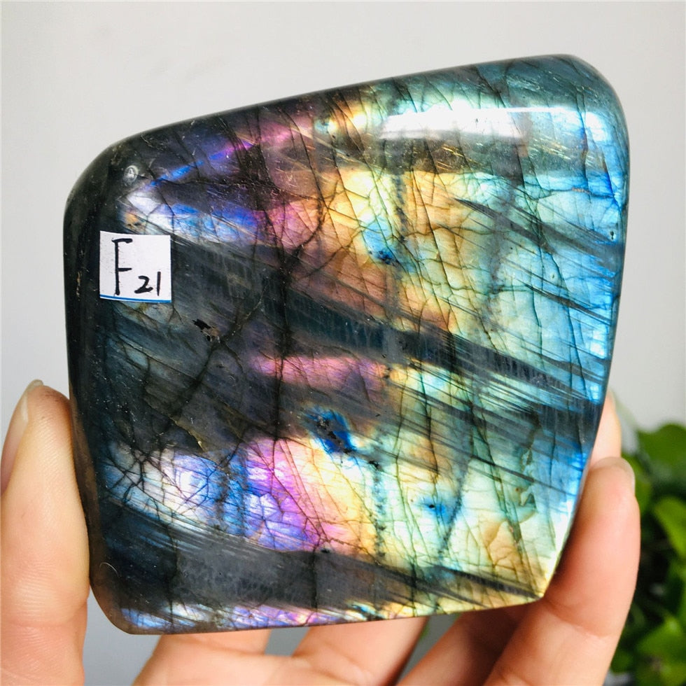 Natural Bule Glittery Labradorite Rock Quartz Crystal Healing Energy Stone Feng Shui Decoration