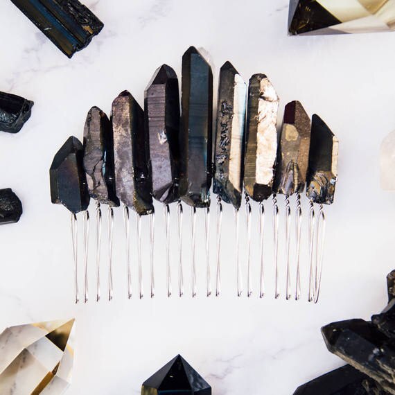 natural transparent crystal rainbow comb comb hairpin crown headdress female lolita bride princess queen headdress