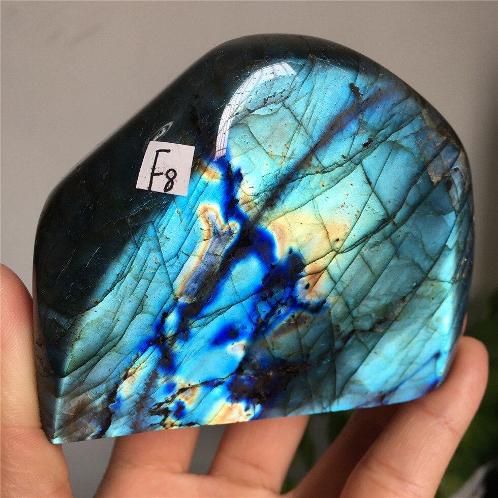 Natural Bule Glittery Labradorite Rock Quartz Crystal Healing Energy Stone Feng Shui Decoration