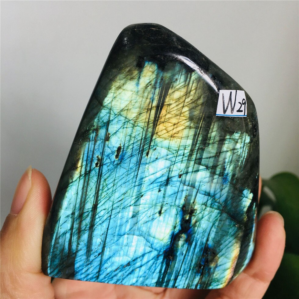 Natural Bule Glittery Labradorite Rock Quartz Crystal Healing Energy Stone Feng Shui Decoration