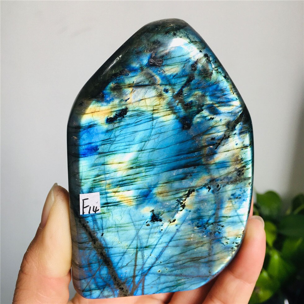 Natural Bule Glittery Labradorite Rock Quartz Crystal Healing Energy Stone Feng Shui Decoration