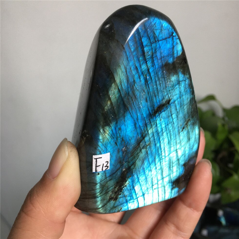 Natural Bule Glittery Labradorite Rock Quartz Crystal Healing Energy Stone Feng Shui Decoration