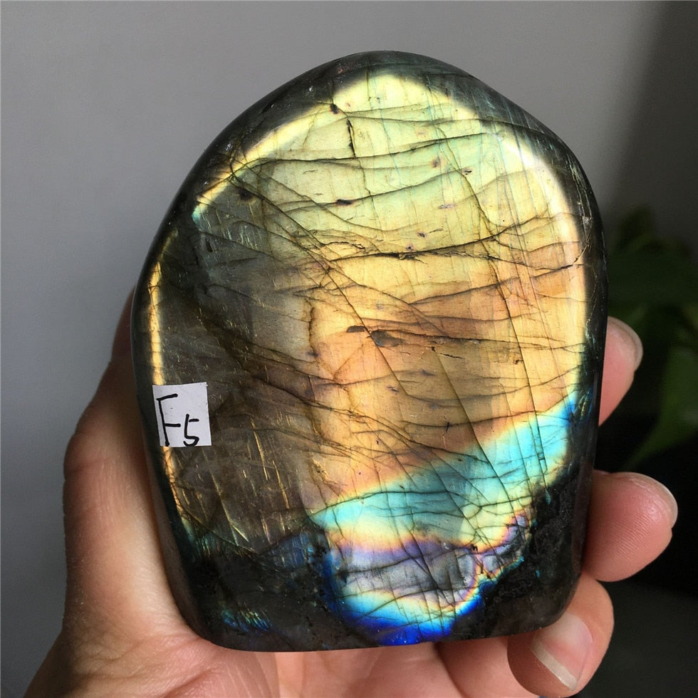 Natural Bule Glittery Labradorite Rock Quartz Crystal Healing Energy Stone Feng Shui Decoration
