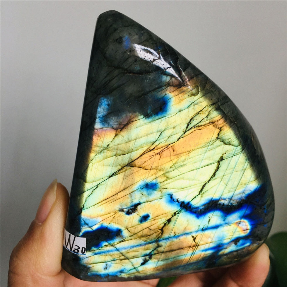 Natural Bule Glittery Labradorite Rock Quartz Crystal Healing Energy Stone Feng Shui Decoration