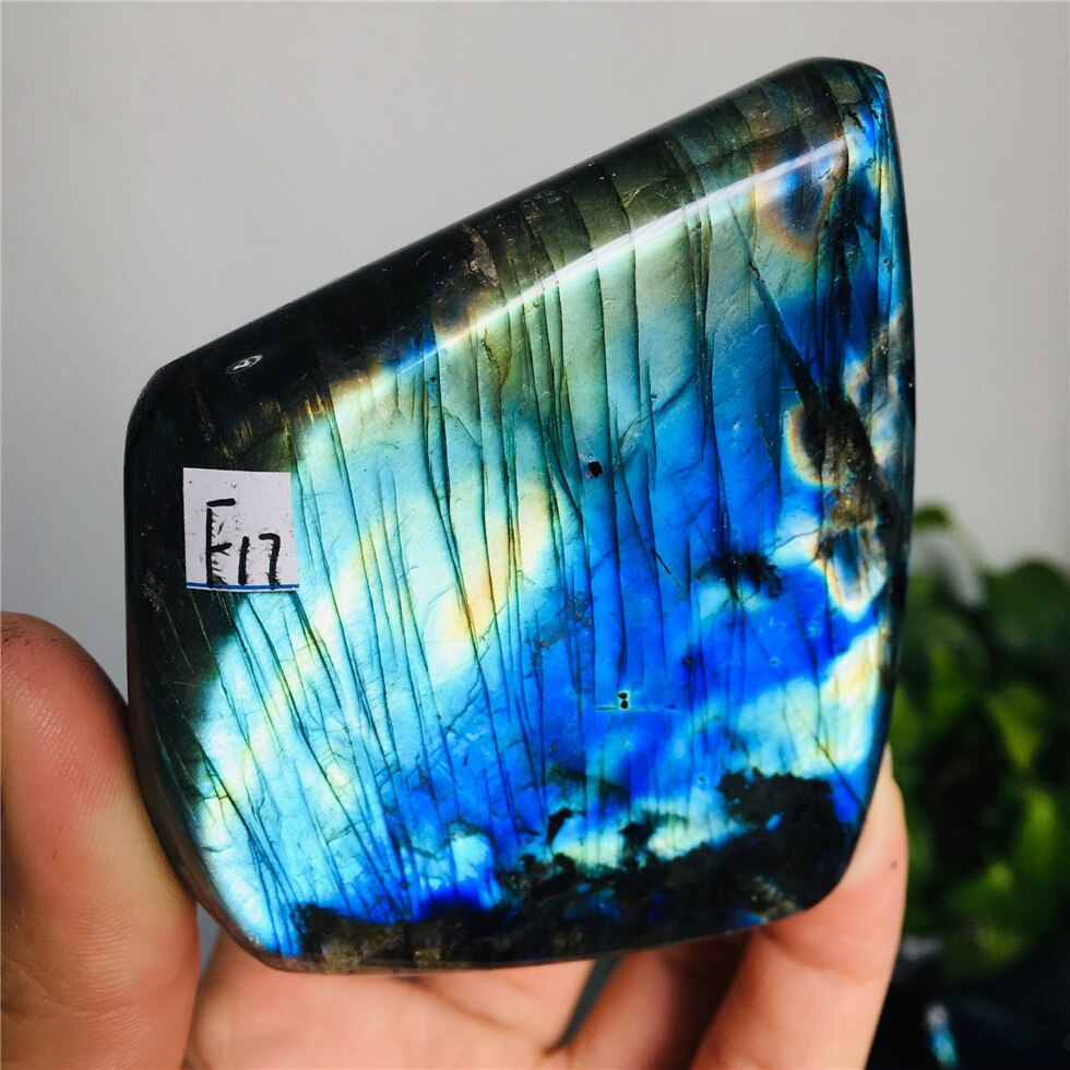Natural Bule Glittery Labradorite Rock Quartz Crystal Healing Energy Stone Feng Shui Decoration