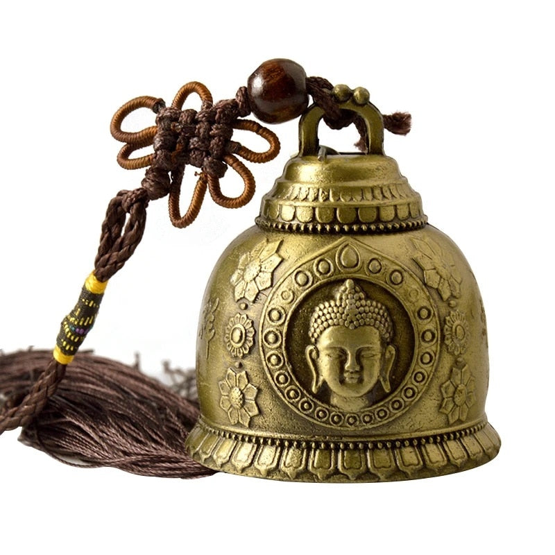 Feng shui Buddhism Copper Bell Religious Wind Bell Buddha Home Hanging Decoration Blessing for Luck Wind Chime Car Decor Crafts